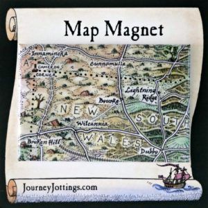 Fridge magnet with a map of Back of Bourke